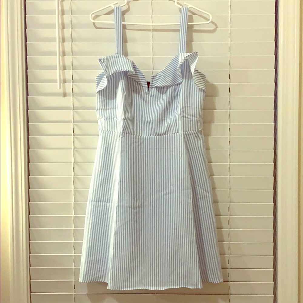 Blue Pin Striped Mini Dress